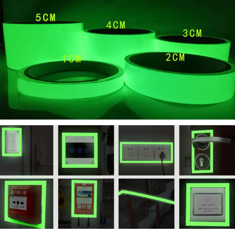 Cinta luminosa fotoluminiscente de emergencia, pegatinas fotoluminosas de 3M que brillan en la oscuridad, marcador de salida de seguridad, señal de