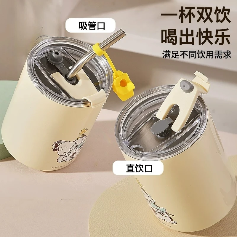 Cute Cartoon Snoopy Olaf Straw Insulated Water Cup Portable Coffee Cup Birthday Gift Commuter Office Essential