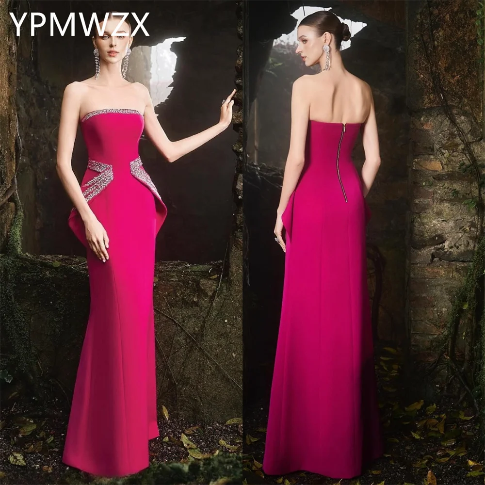 

Customized Evening Dress Formal Women Party Occasion YPMWZX Strapless Column Floor Length Skirts Bespoke Occa