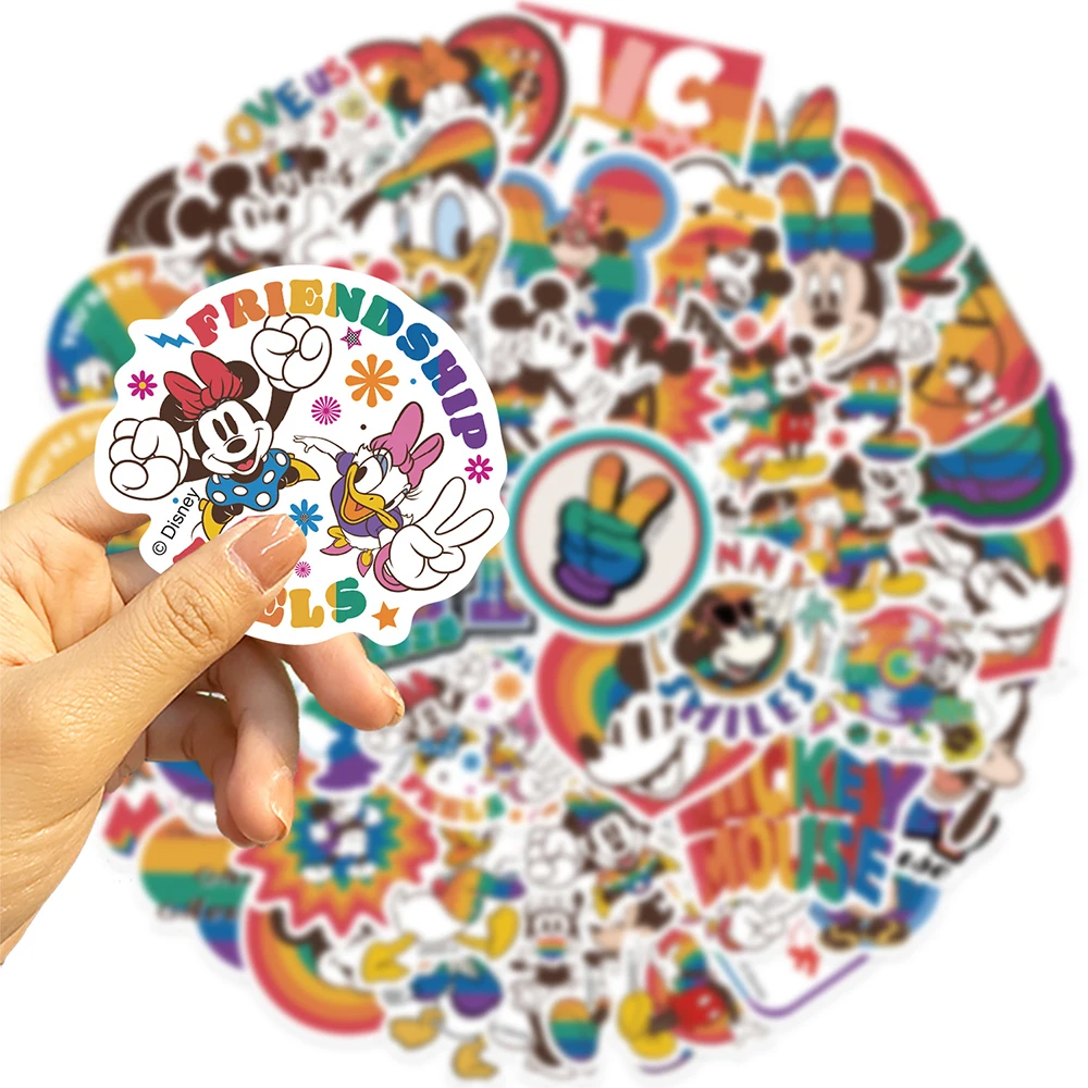 

10/30/50PCS Disney Cartoon Rainbow Colorful Mickey Minnie Stickers Cute Decal DIY Phone Guitar Scrapbook Luggage Kids Toys