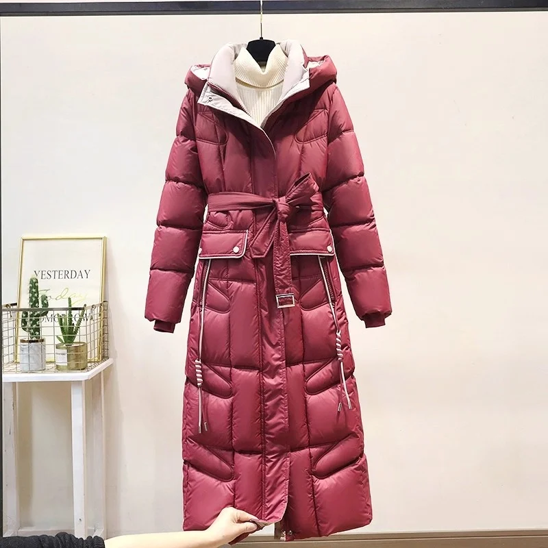 2025 hiver à capuche épais pardessus grande taille taille ample mi longue doudoune en coton femmes élégant mince Parkas manteau w1311