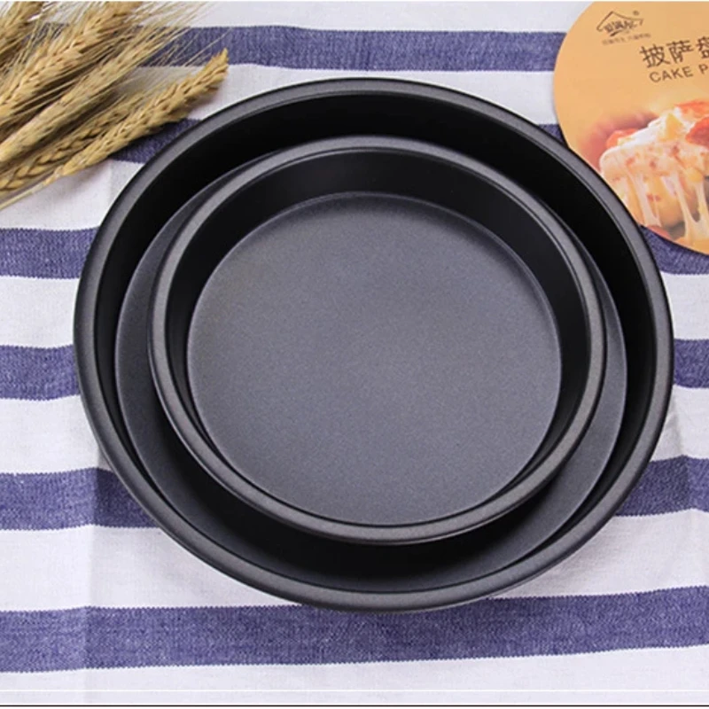 Pizza Mould Pan Carbon Steel 6/7/8/9/10 Inch Baking Tray Heat-resistant Round Non-stick Plates Baking Mold Bakeware Kitchen Tool