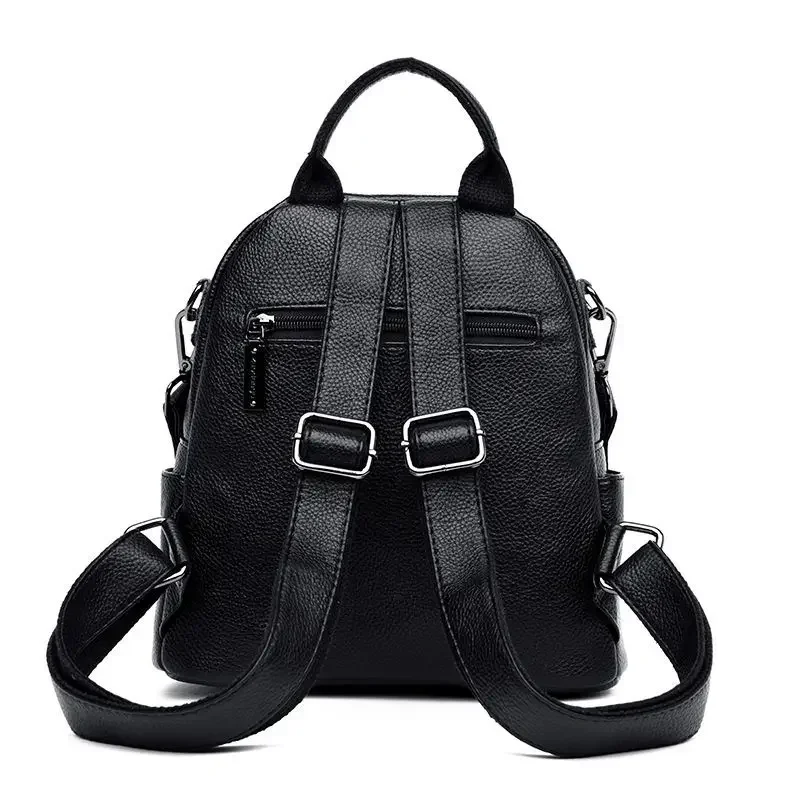 Authentic Backpack Women Large Capacity Soft Leather Small Package Splicing All Fashion Leisure Travel Backpack Female Tide Bag