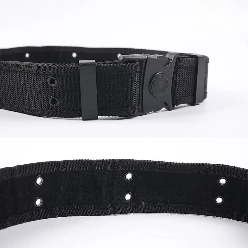 ブラックナイロン織戦術トレーニングベルトアウトドアセキュリティメンズ多機能ベルトキャンプハイキング旅行軍事ファンアクセサリー