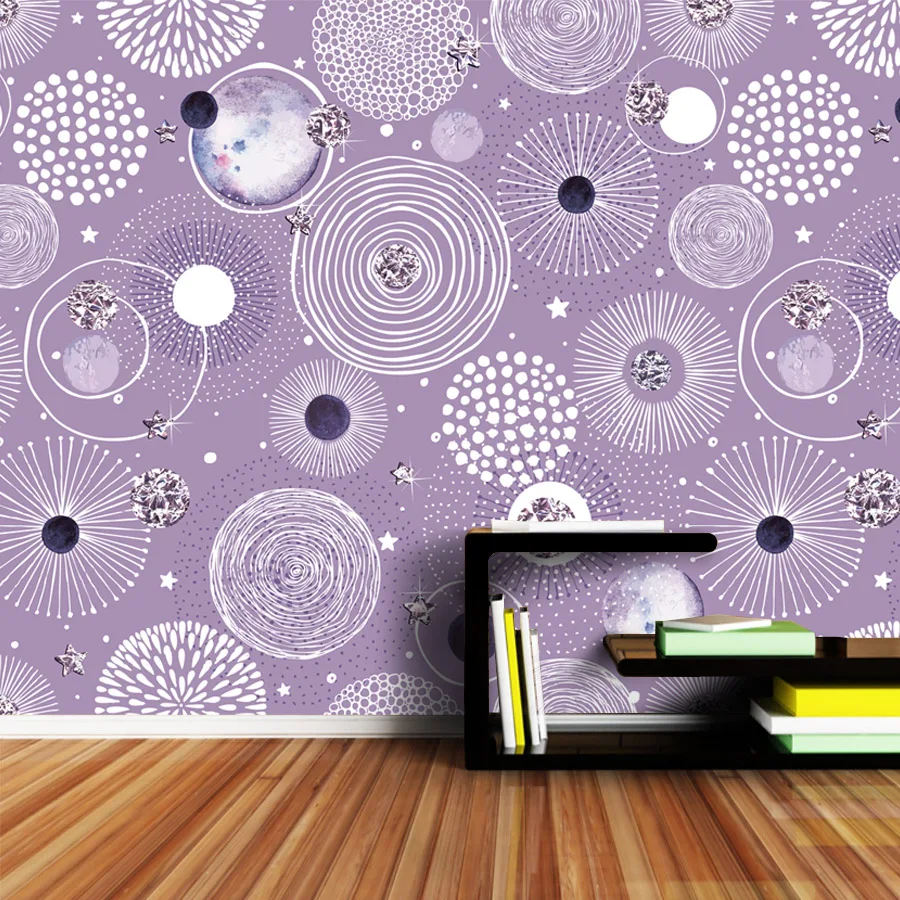 

Self Adhesive Accept Wallpapers Custom for Bedroom Walls Living Room Covering Papers Home Decor Foil and Watercolor Circle Mural