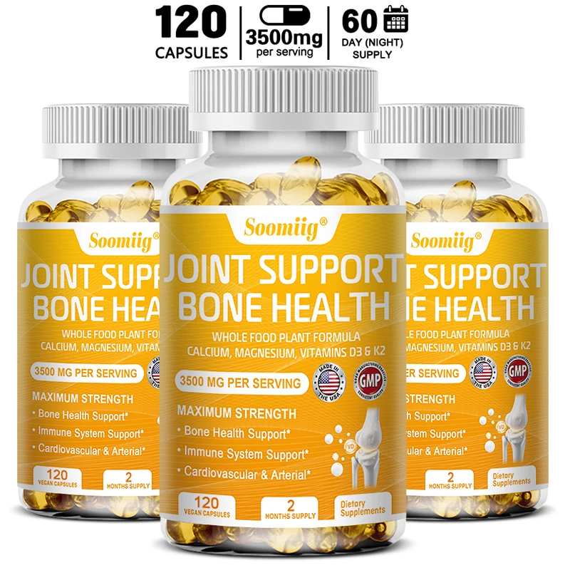 Calcium Magnesium Vitamin D3 and K2 Capsules - For Healthy Joint Structure, Function and Comfort, Muscle, Immune, Bone, Non-GMO