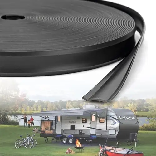 

RV Trim Insert 7/8" x 100FT Black - Exterior Camper Molding & Door Corner Seal for Travel Trailers
