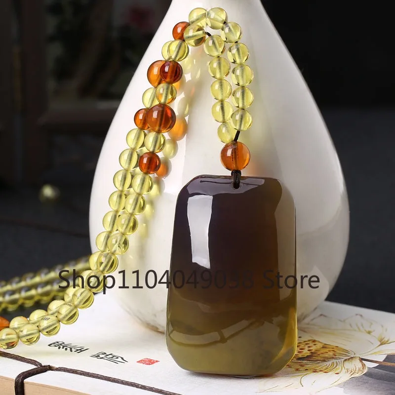 Dominican Blue Amber Pendant Water Droplets Beautifully Carved Fashion Luxury Men and Women's Chicken Oil Yellow Beeswax Jewelry