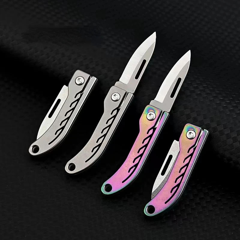 New Titanium Alloy Mini Portable Keychain with High Hardness D2 Steel Sharp Knife Portable Unpacking and Express Delivery Knife