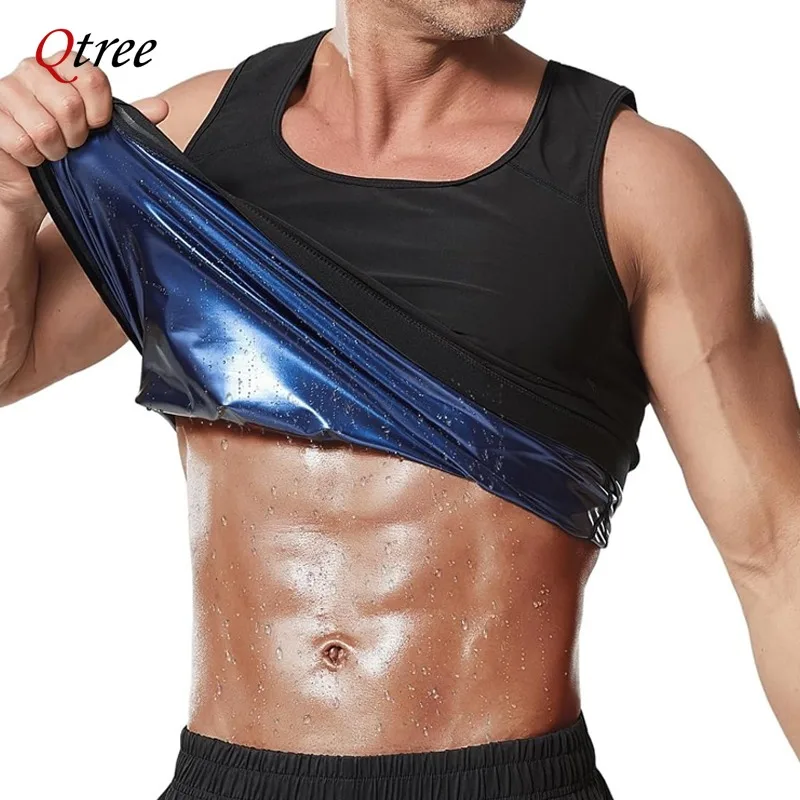 

Qtree Sauna Body Shaper Vest for Men Waist Trainer Sweat Compression Shirt Heat Trapping Sleeveless Weight Loss Workout Tops