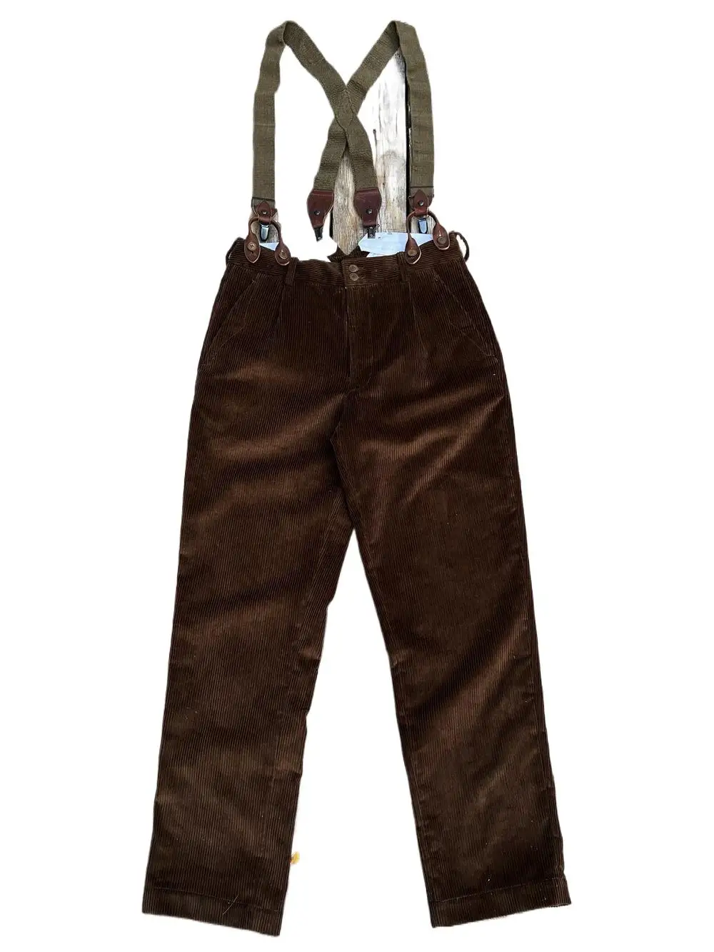 Amekaji Style Men's Corduroy Casual Pants Suspender Pants [Excluding Suspender]]