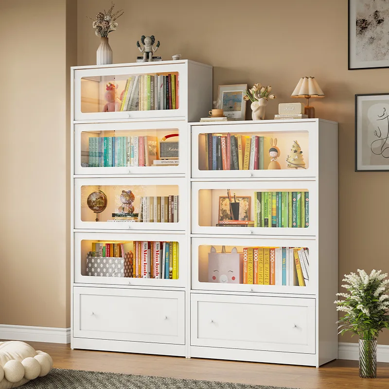 

#For Bedroom figurine storage cabinet, steel bookcase with door, children's bookcase, balcony dustproof display cabinet