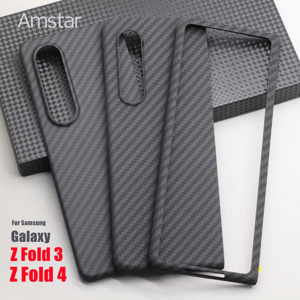 

Amstar Carbon Fiber Phone Case for Samsung Galaxy Z Fold 4 3 Premium Aramid Fiber Ultra-thin Z Fold 4 3 5G Foldable Cover