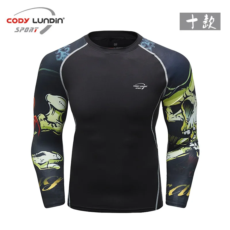 Quick Dry MMA Boxing Rashgard Running Shirt Men Long Sleeve Compression Shirt Gym T Shirts Sport Basketball Jersey Fitness Top
