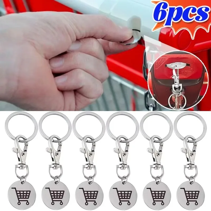 Shopping Trolley Tokens Key Ring Mini Metal Supermarket Cart Remover Coin Label Keychain for Unisex Grocery Accessories Gifts