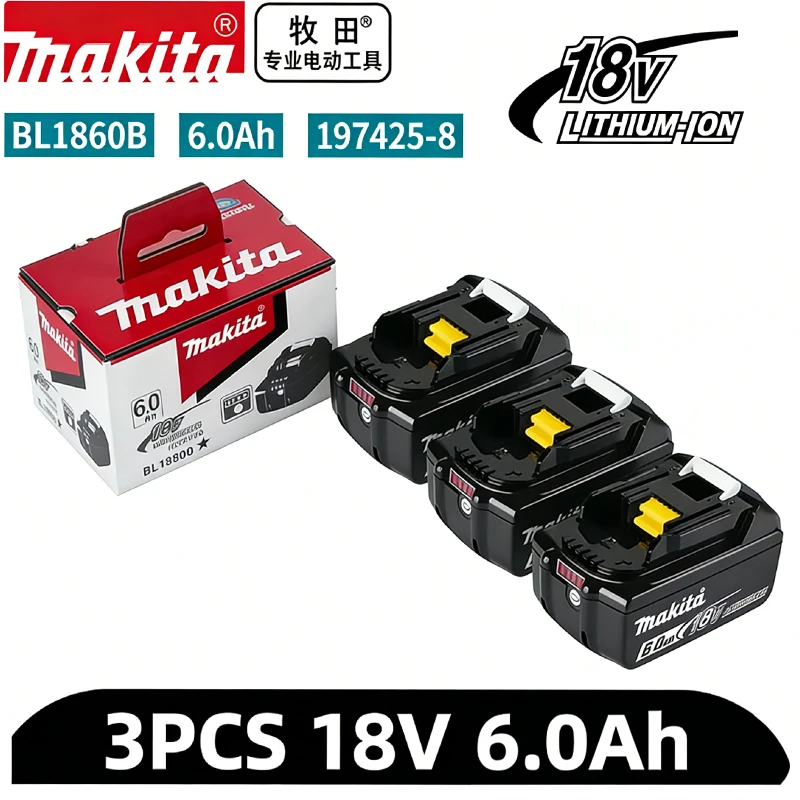 

2026 New 6000mAh Original Makita 6Ah Lithium Battery Replacement for 18V Tools BL1830B BL1850B BL1850 BL1840 BL1860 BL1815