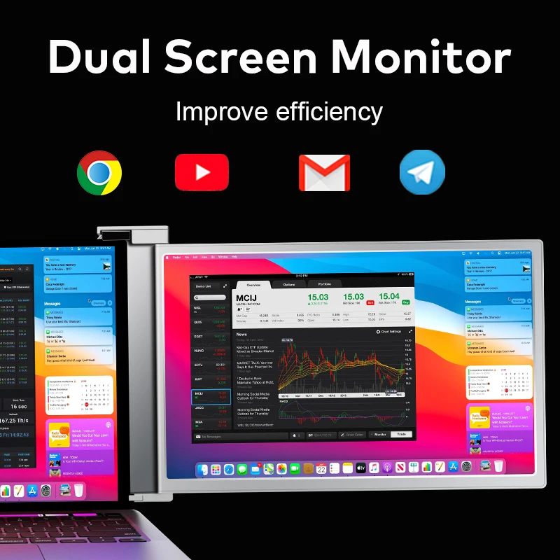 Layar Monitor Portabel 15,6 Inci Kompatibel dengan Laptop MacoS dan Win, Smartphone Android USB-C, PS4, Switch, Gaming