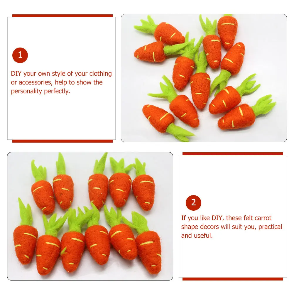 

6 шт., шерстяной фетр, декор в форме моркови, броши «сделай сам», заколки для волос, одежда, принадлежности для шляп, подвески для рукоделия, шерстяной фетр моркови «сделай сам»