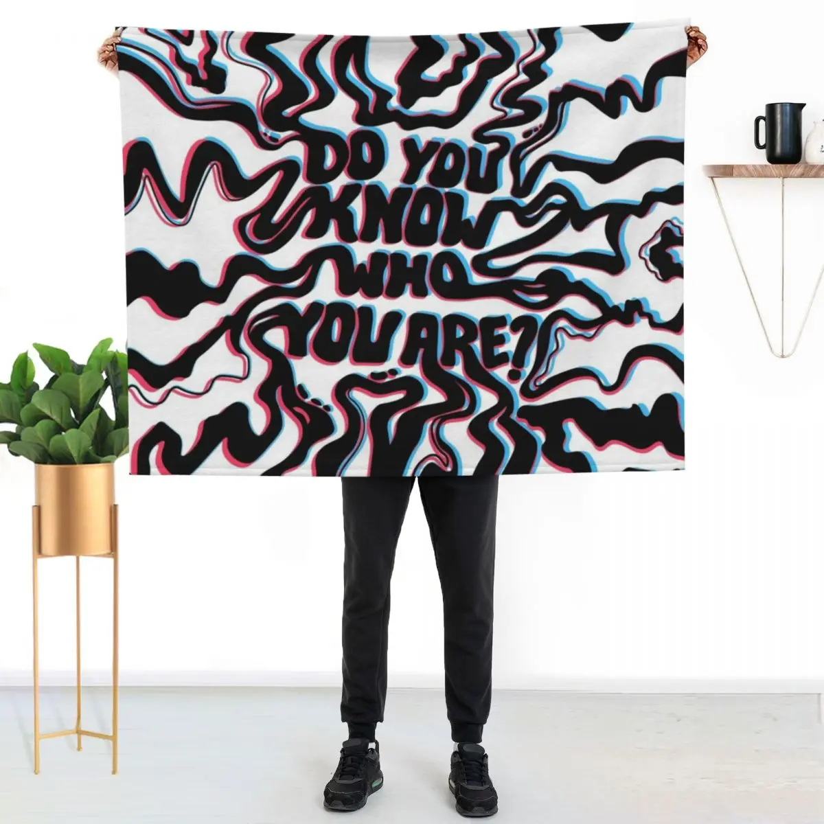 Do You Know Who You Are - Black & White 3D Throw Blanket Fuzzy Plush Throw Blanket for Sofa Chair