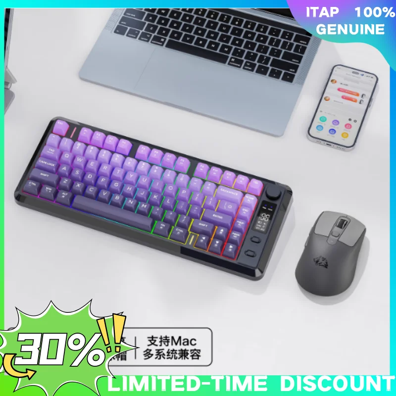 

New M96 Bluetooth Keyboard Wireless FREEWOLF Screen Gaming Keyboard,Electronic Screen, Multi-Device Connection,Ergonomics Gaming