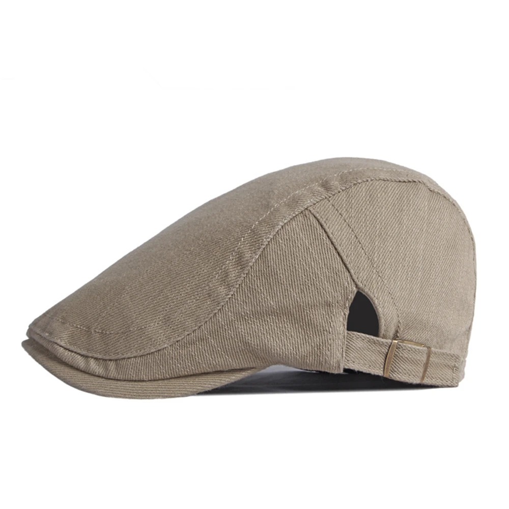 FLAT CAP Summer Beret For Men Cotton Solid Beige Newsboy British Style Solid Flat Cap Adjustable 55-60cm Black Army Green Gray