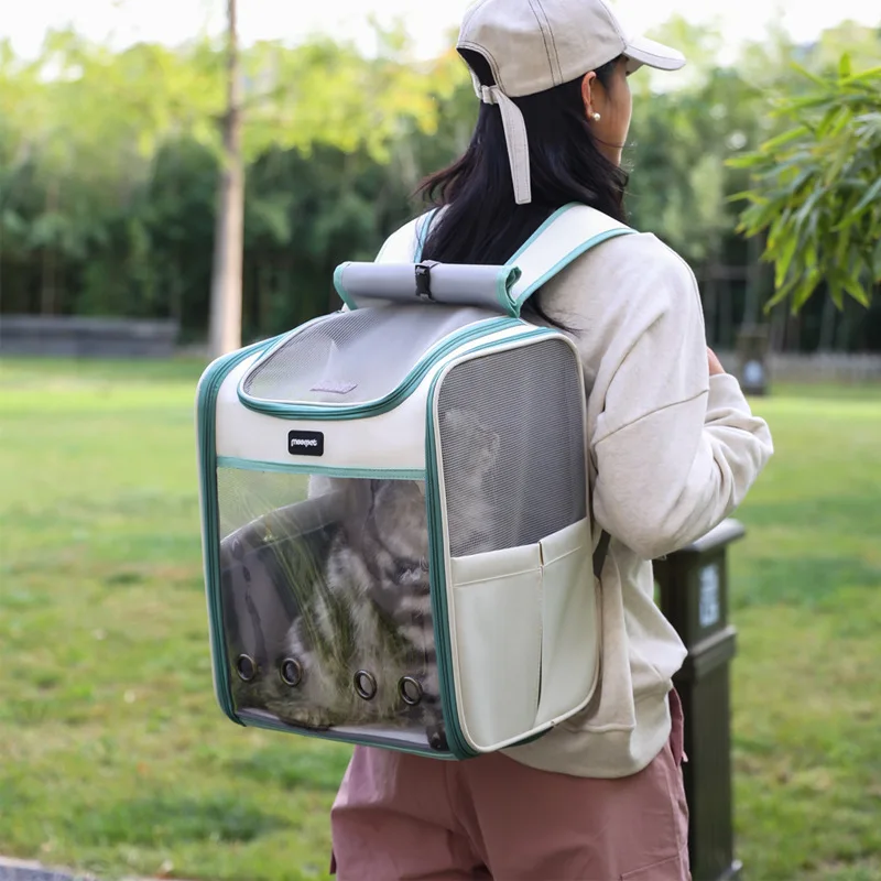 Mochila portátil para mascotas, bolsa de viaje para gatos y perros pequeños, mochila transpirable de gran espacio, suministros para mascotas