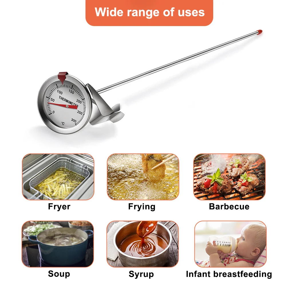 Oil Cooking Thermometer Fast Read Meat Measurement Grill Temperature Gauge Milk Tools Professional Supplies 150mm