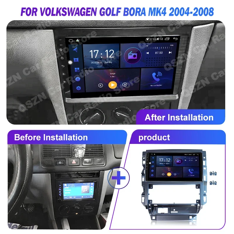 For Volkswagen VW Golf Bora MK4 2004 -2008 Car Radio Android Multimedia Video Player AI Voice CarPlay Auto 4G WiFi GPS Head Unit