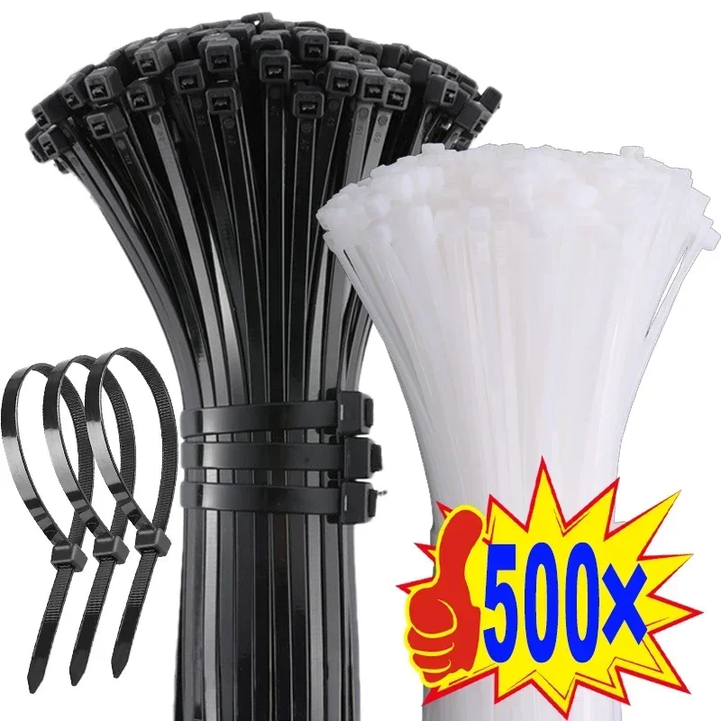 500/100 pezzi fascette in Nylon fascette autobloccanti regolabili anello di fissaggio in plastica nero fascette fisse fascette fascette per cavi