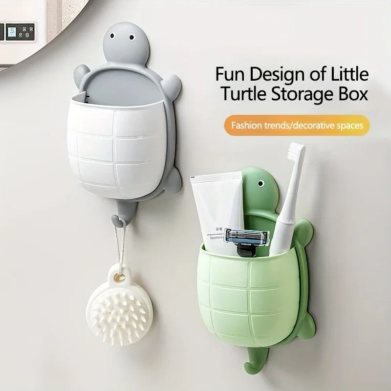 Creative Cartoon Turtle Storage Rack, Home Kitchen, Bedroom, Washbasin, Non Perforated Multifunctional Storage Box