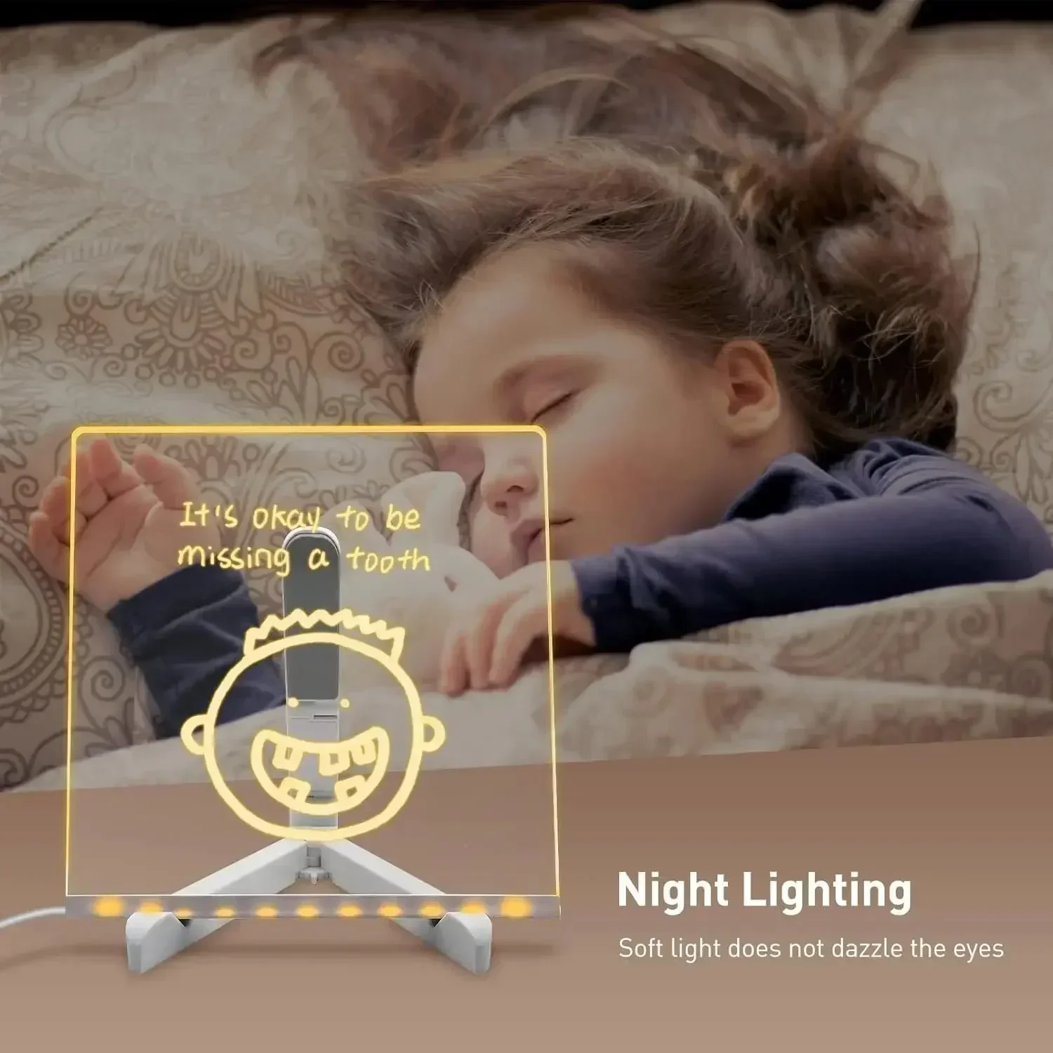 Lámpara LED para tablero de dibujo para niños, tablero de notas acrílico transparente, borrable, USB, luz nocturna para dormitorio, juguetes para niños de cumpleaños, regalo