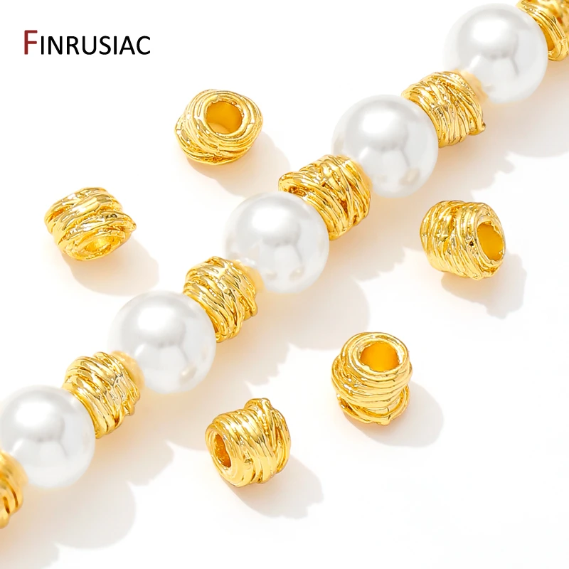 18K Gold Plated Brass Irregular Spacer Beads,5mm*6mm Stripe Separator Beads For Bracelet Making Supplies,DIY Jewelry Accessories