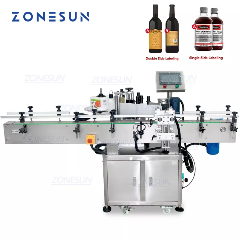 ZONESUN Automatic Tube Round Wine Can Jar Water Milk Bottle Sticker Roll Labeling Machine Label Dispenser Machine