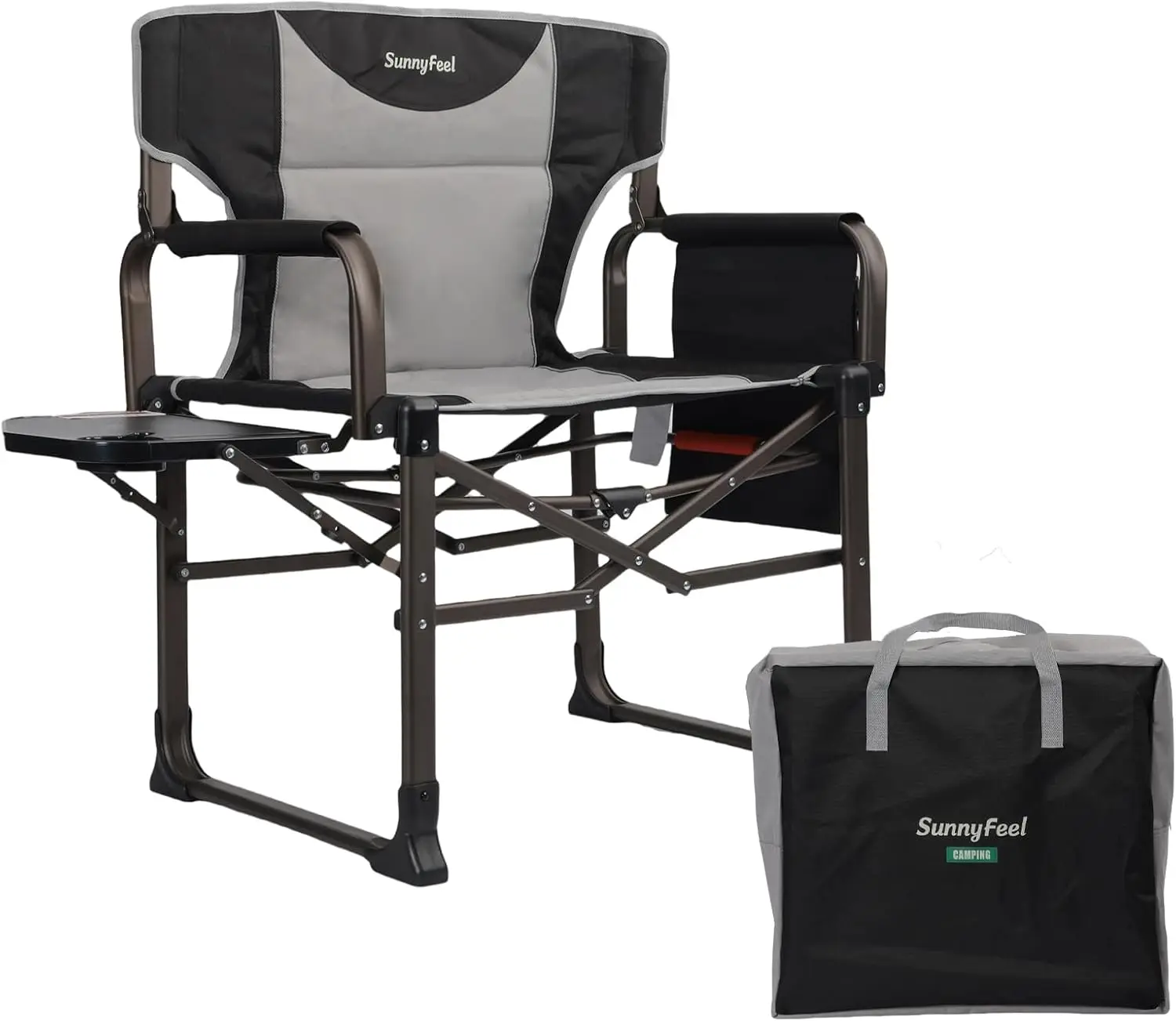 

Oversized Folding Camping Chair Black, 600lbs Capacity, with Side Pocket & Table, Portable for Beach, Fishing, Picnic, Lawn