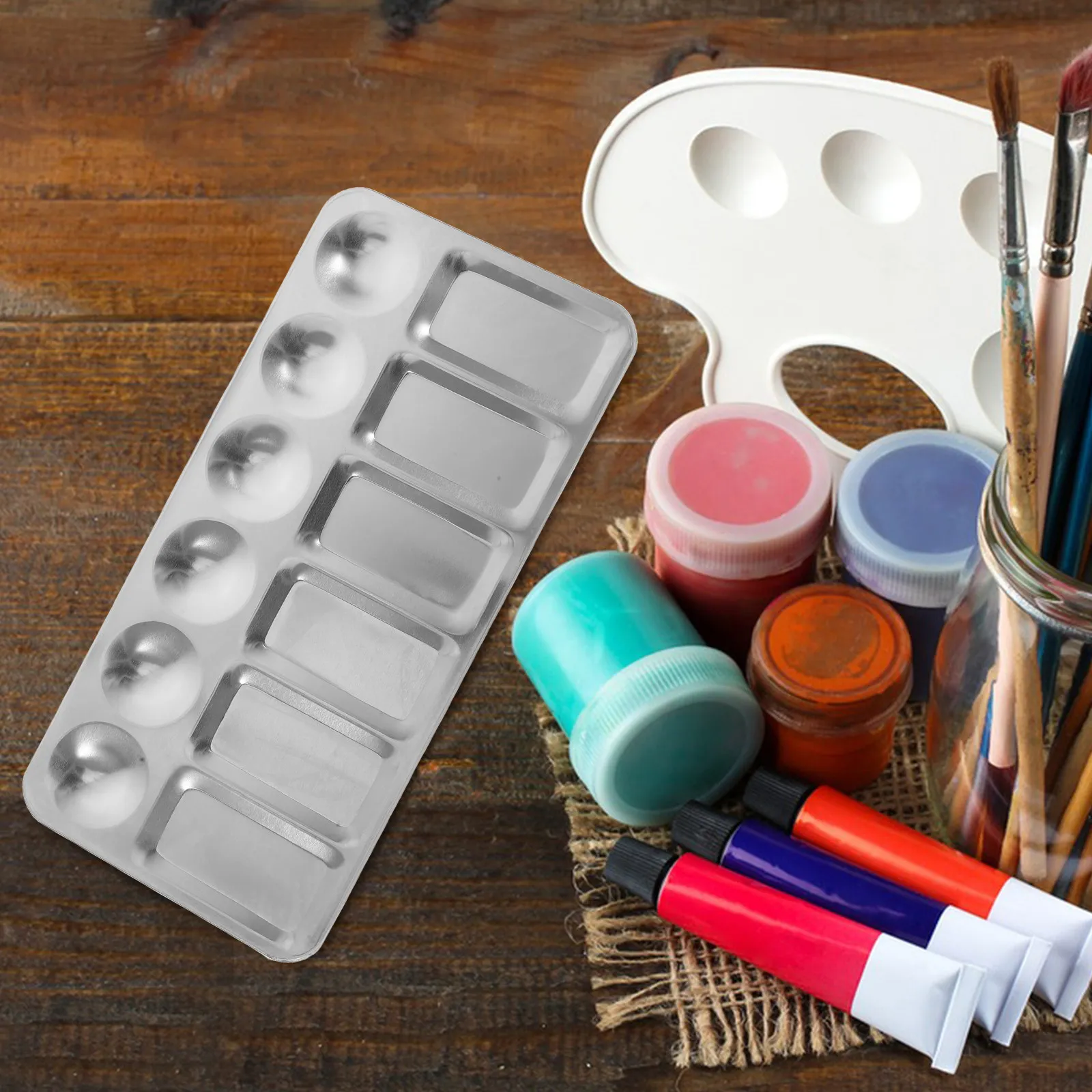 

Набор из 2-х лотков для смешивания красок из нержавеющей стали для художников, устойчивых к коррозии, для художников и любителей акварели