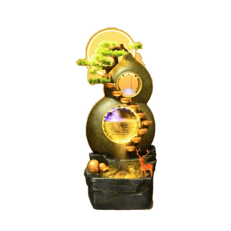 

Chinese water curtain wall living room villa courtyard floor-to-ceiling fish pond landscape rockery fountain office decoration
