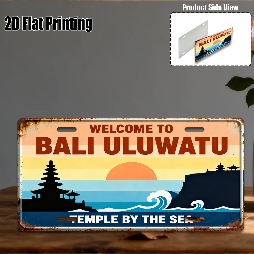 2D Flat,1pc, Retro Aluminum Sign, Yard Signs & Wall Art , Bali Uluwatu Themed Sign, Island - Themed Creative Decor, Retro