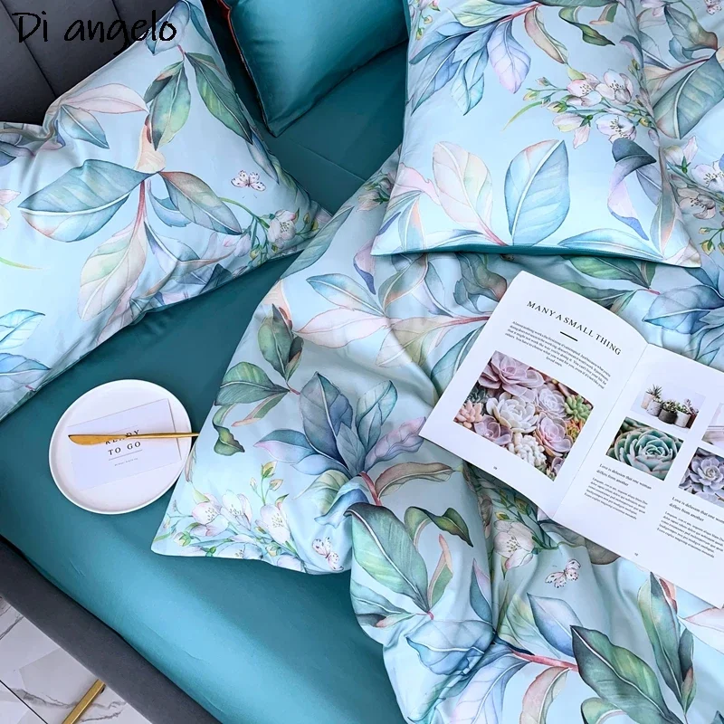 European Style Pastoral Floral 600TC Egyptian Cotton Bedding Set,Double, Queen, King, Duvet Cover Set, Bed Sheet, Pillowcase #/