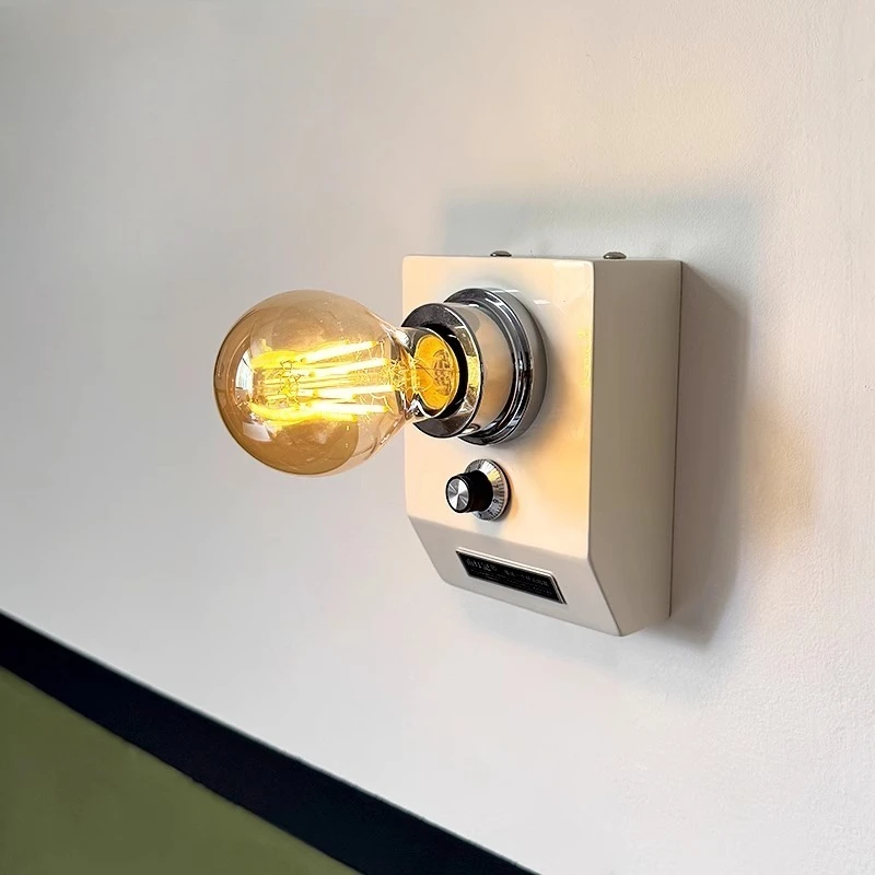 

Nordic Retro knob dimming wall lamp vintage atmosphereBedroom bedside hallway balcony industrial style home decor wall light E27
