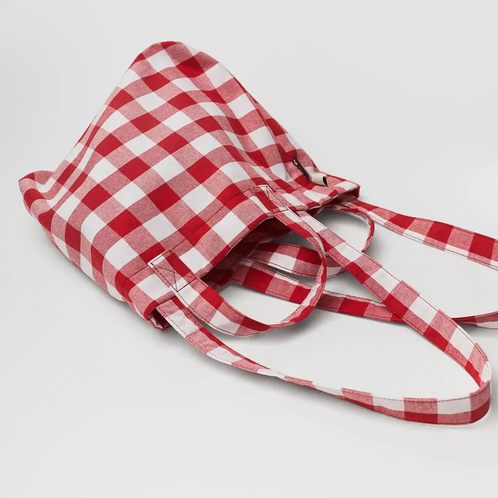 Disney New Red Plaid Mickey Lady Plaid Children\'s Shopping Bag Shoulder Tote Girls Bag Handbags Kids Bag