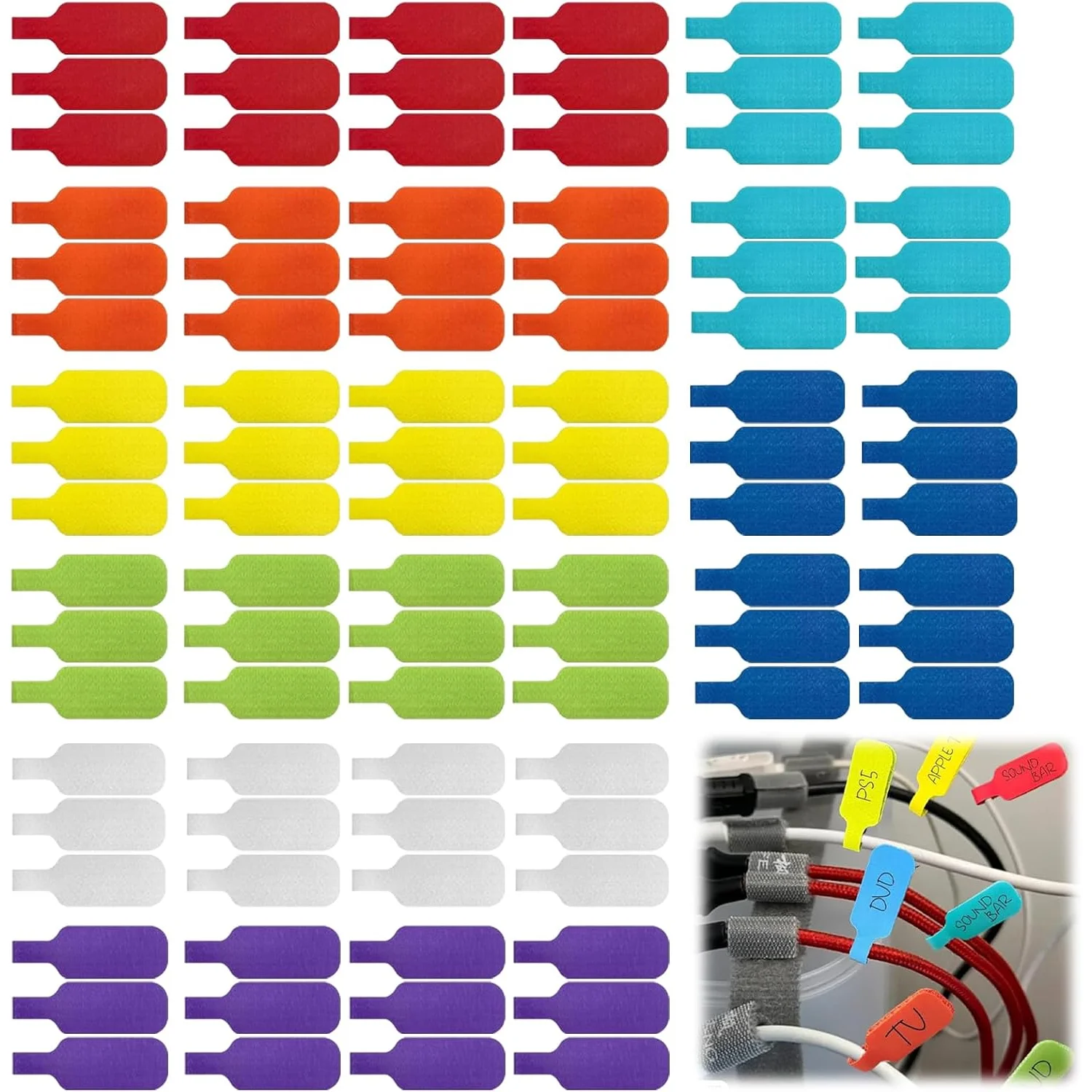 10Pcs Self-Adhesive Cable Labels Reusable Waterproof Wire Marking Ties Printer Stickers Fiber Wire Labels Organizers
