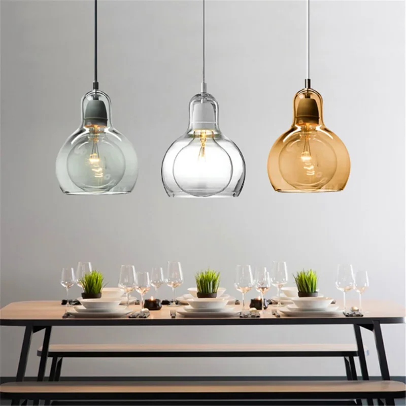 Lámpara colgante de cristal para comedor, Bombilla decorativa Edison E27, moderna, Simple y creativa, para tienda de ropa y flores