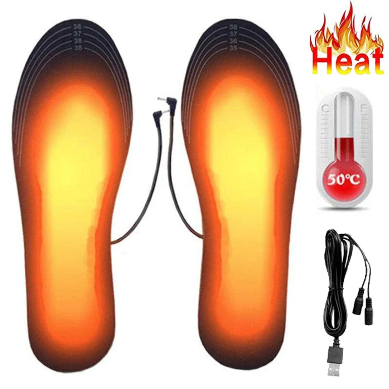 innovative USB heated winter insoles. Stay warm and cozy all day with these luxurious full foot fever technology. Ultimate comfo