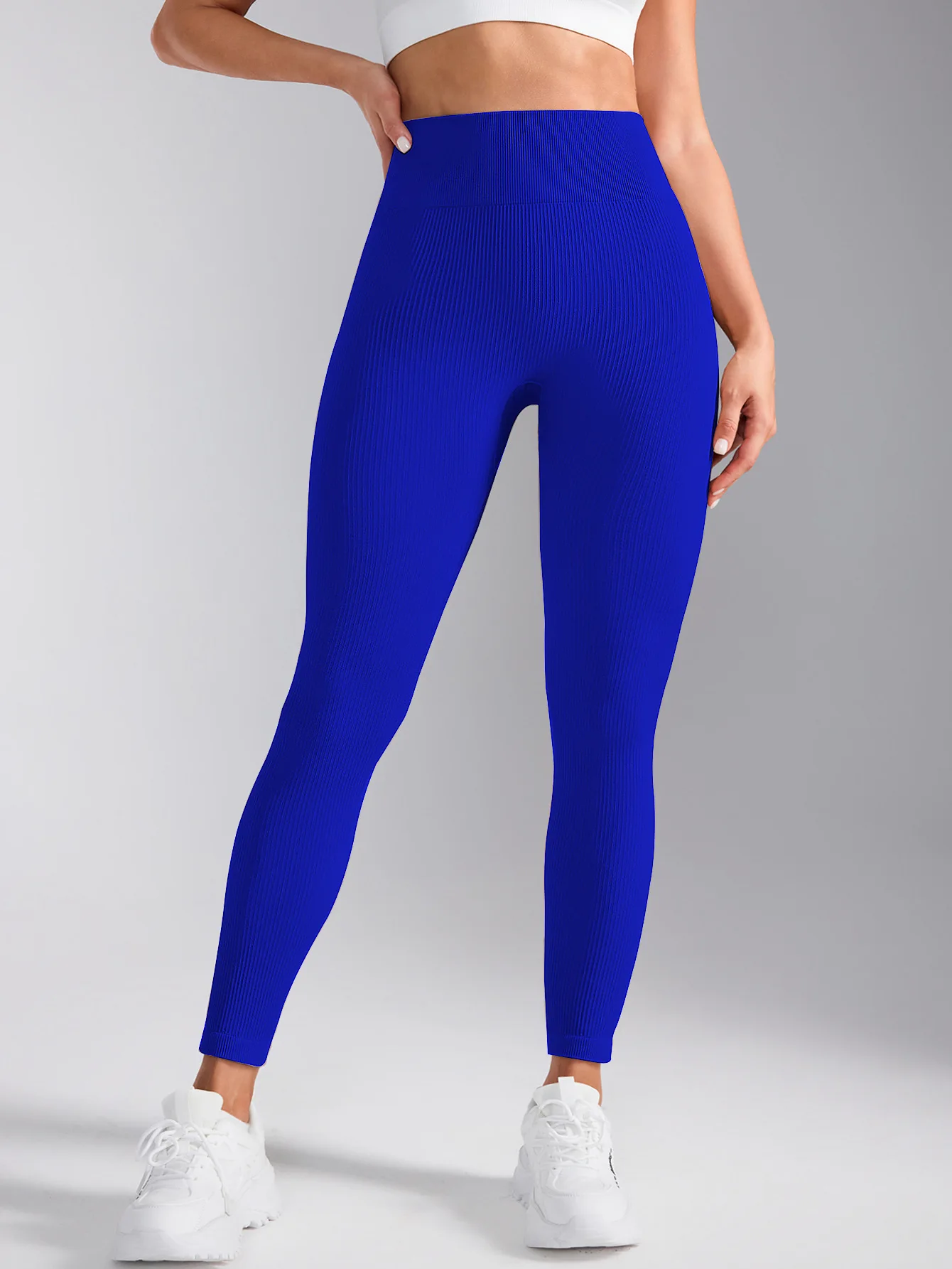 Yoga-Leggings mit V-Rücken und hoher Taille, nahtlose Strickstrumpfhose für Damen, schnell trocknend, Po-Lifting, modische, schlanke, hochelastische Leggings – Detail 18