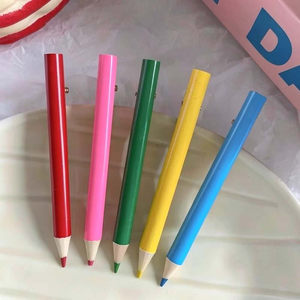 Unique Stationery Pencil Hair Clips Cute Funny Barrettes Decorative Headwear For Women Students Side Hair Styling
