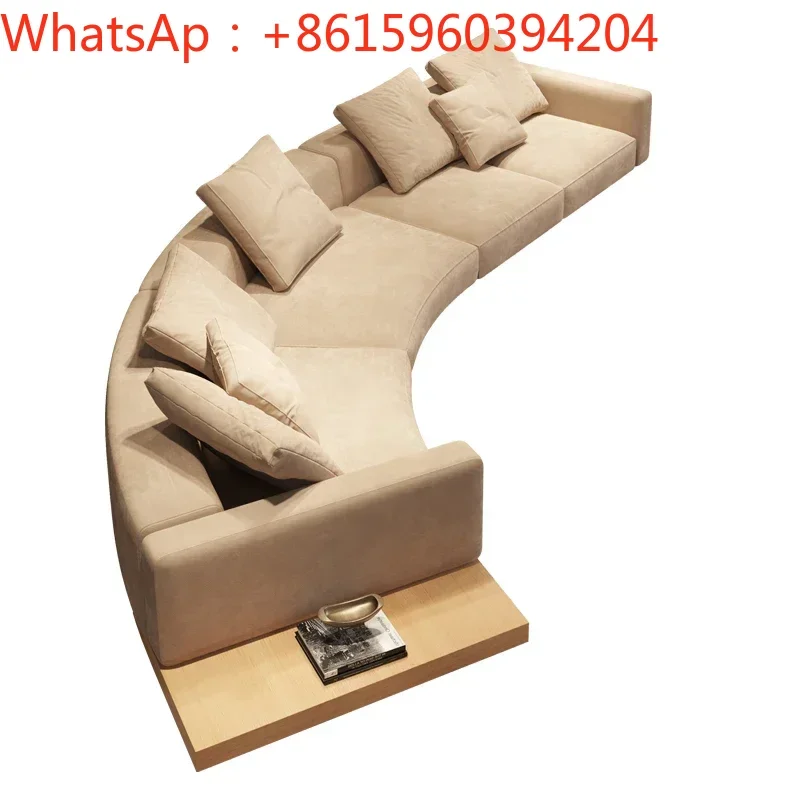 

Japanese-style silent wind arc fabric sofa living room modern simple large flat high-end creative log color furniture