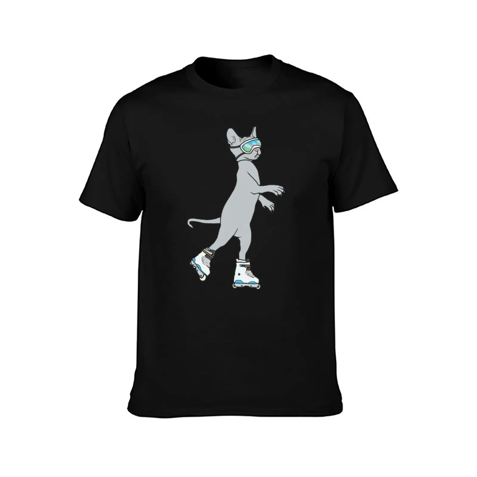 Sphynx Cat On Rollers x Blue T-Shirt sublime man t shirt Blouse mens shirts graphic tee