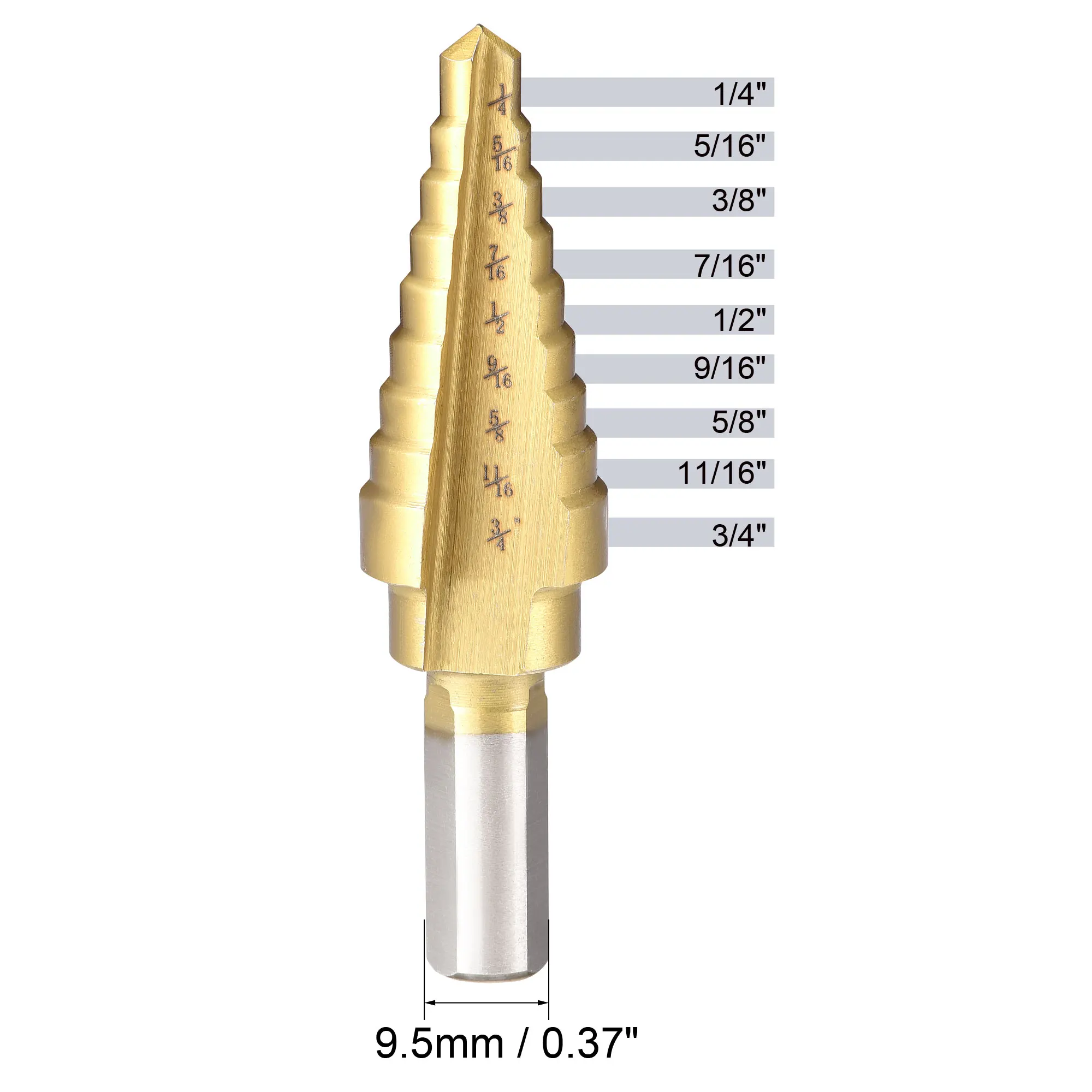 1/2pcs 1/8" to 1/2"  3/16" to 1/2"  1/4" to 3/4" Step Drill Bit HSS4241 Straight Flutes Triangular Shank for Metal Wood Plastic