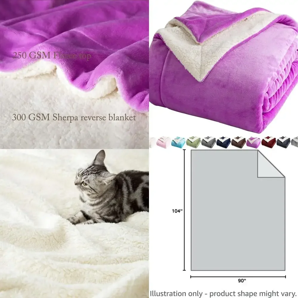 

Роскошное двустороннее одеяло из шерпа-флиса, плюшевое, бархатное, королевского размера, фиолетовое