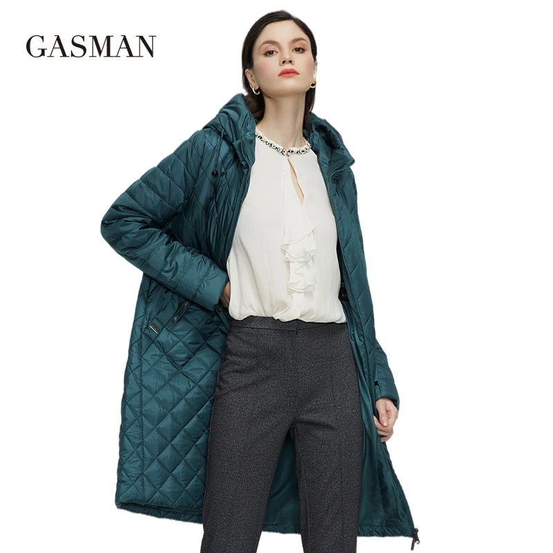 GASMAN 2022 Women's spring jackets Designer trench long casual puffer jacket stand-up Collar hooded women coat Outerwear 21865